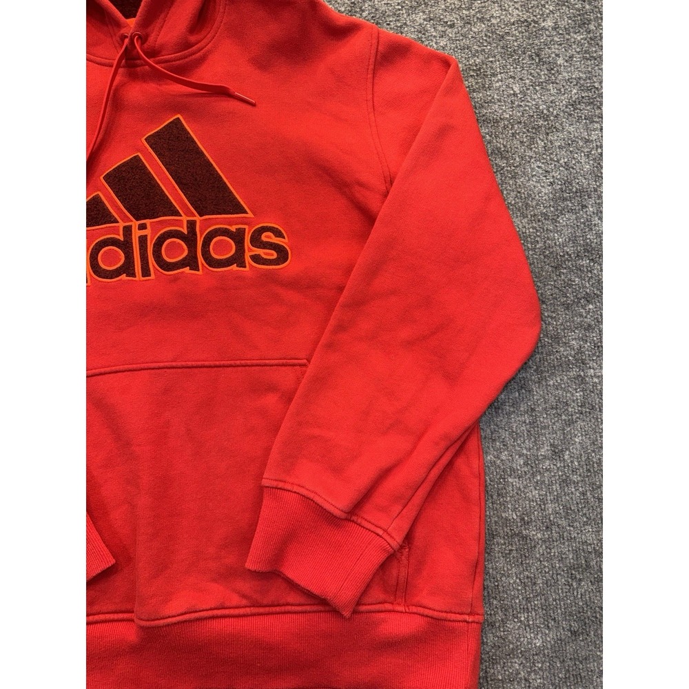 Adidas Hoodie Men's Size Large Red Pullover Fleece Logo Sweatshirt - Picture 2 of 11